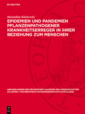 cover image of Epidemien und Pandemien pflanzenpathogener Krankheitserreger in ihrer Beziehung zum Menschen